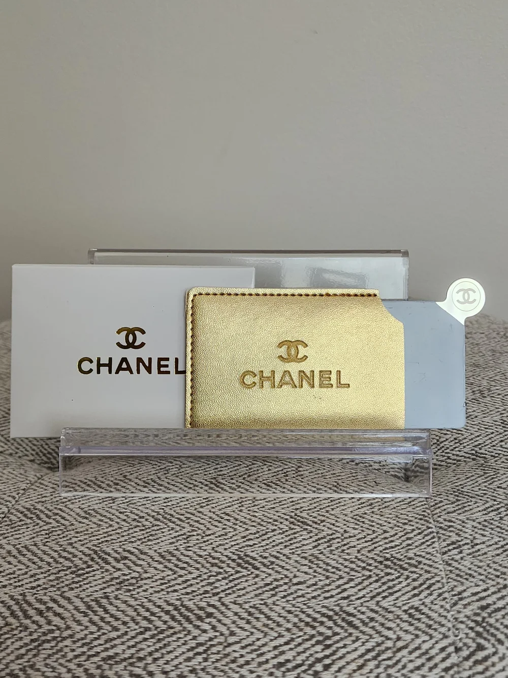 CHANEL Metallic Gold Card Sleeve with Mirror